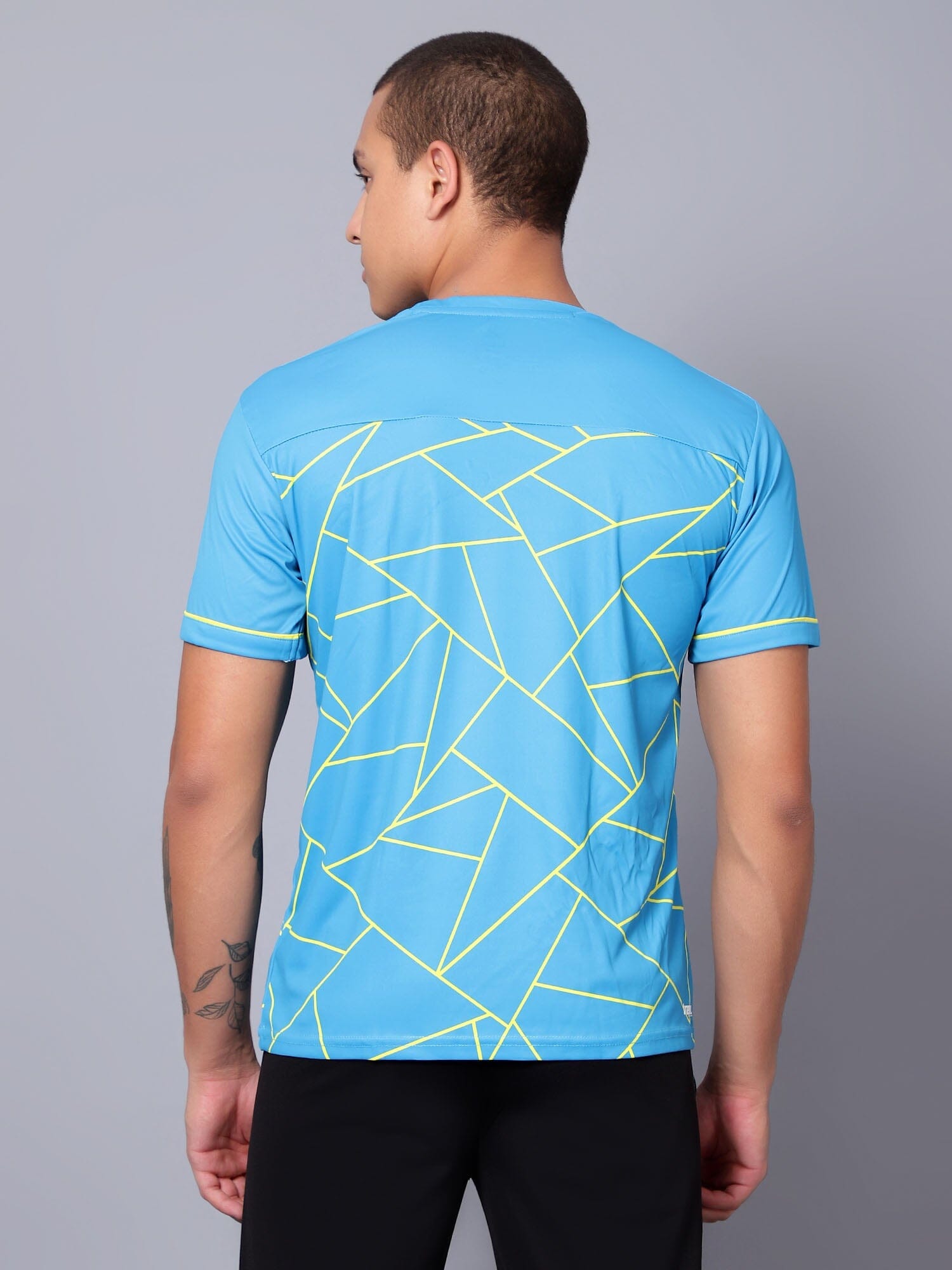 Geometric Print Performance Jersey Cyan/Yellow - trenz Geometric Print Performance Jersey Cyan/Yellow - trenz