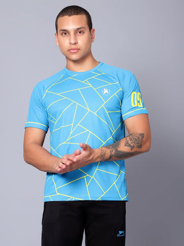 Geometric Print Performance Jersey Cyan/Yellow - trenz Geometric Print Performance Jersey Cyan/Yellow - trenz