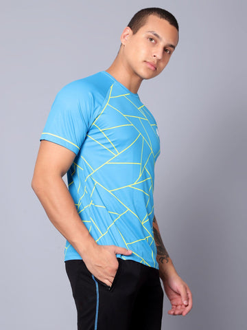 Geometric Print Performance Jersey Cyan/Yellow - trenz Geometric Print Performance Jersey Cyan/Yellow - trenz
