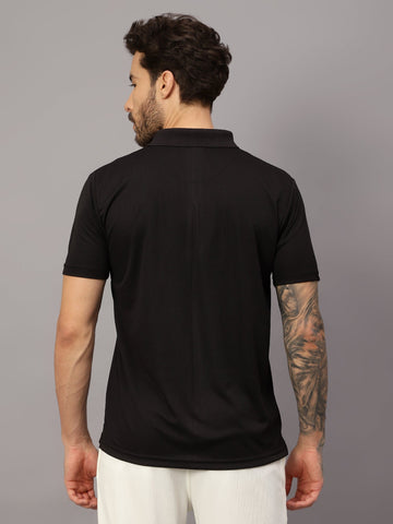 Textured Stripe Solid Sports Polo|Black| - trenz Textured Stripe Solid Sports Polo|Black| - trenz