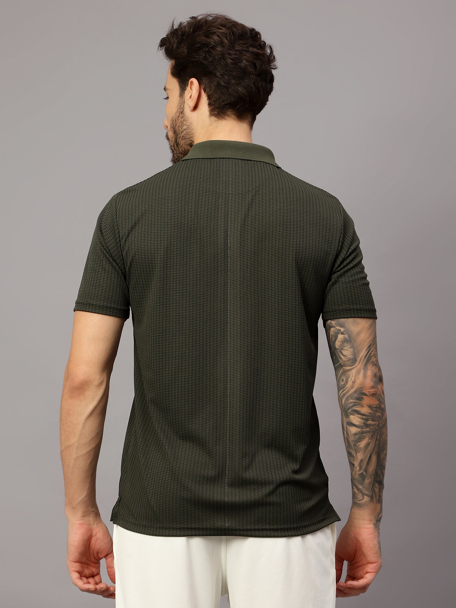 Textured Stripe Solid Sports Polo|Green| - trenz Textured Stripe Solid Sports Polo|Green| - trenz