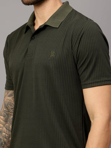 Textured Stripe Solid Sports Polo|Green| - trenz Textured Stripe Solid Sports Polo|Green| - trenz
