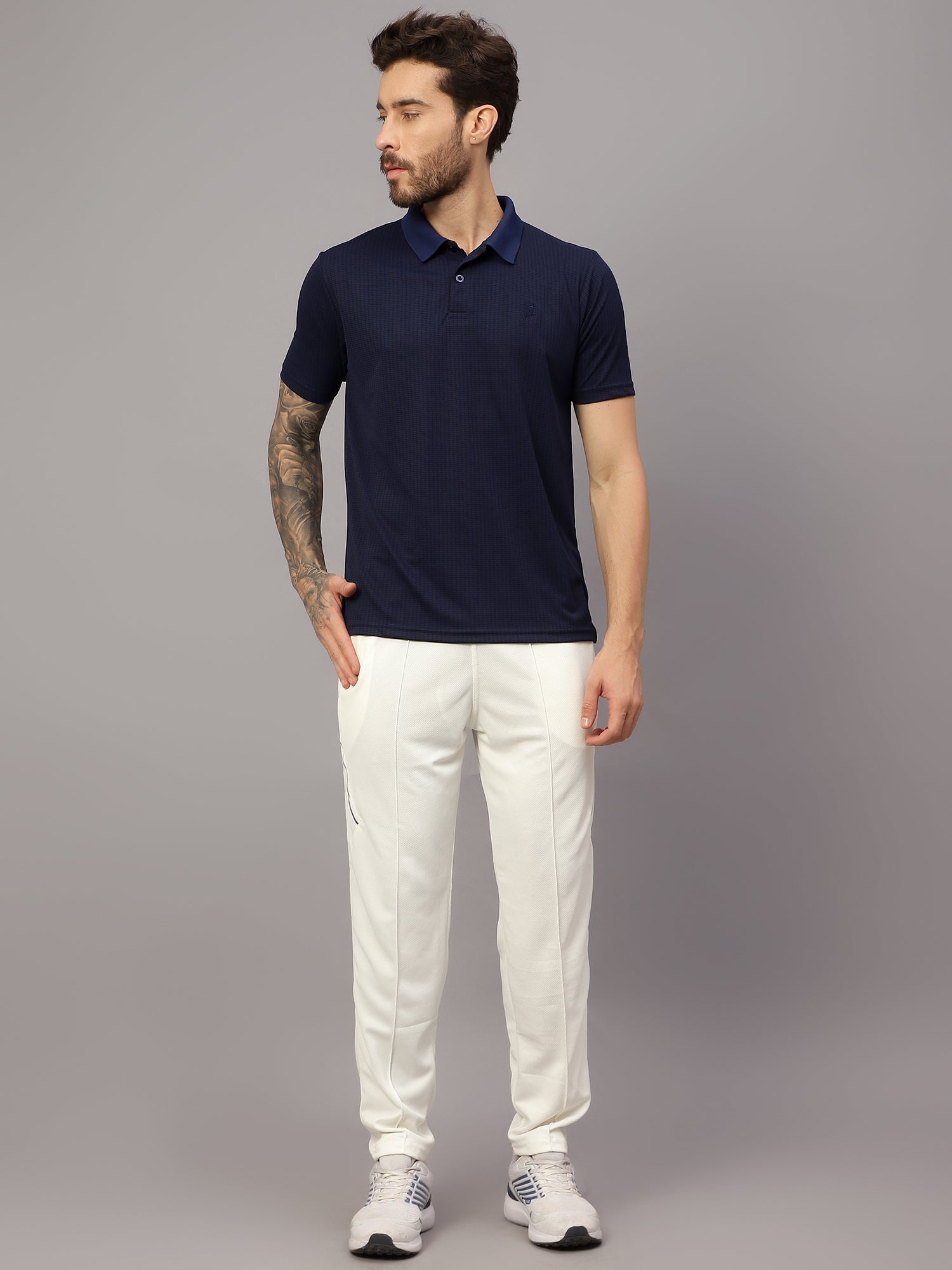 Textured Stripe Solid Sports Polo|Navy| - trenz Textured Stripe Solid Sports Polo|Navy| - trenz