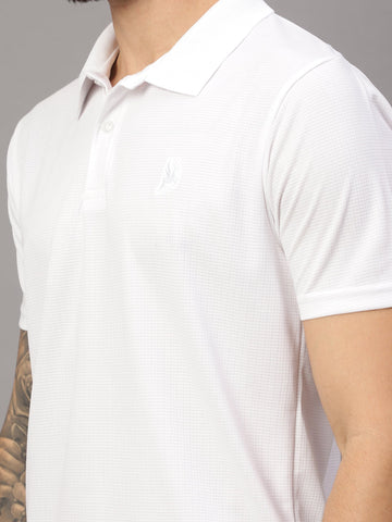 Textured Stripe Solid Sports Polo|White| - trenz Textured Stripe Solid Sports Polo|White| - trenz