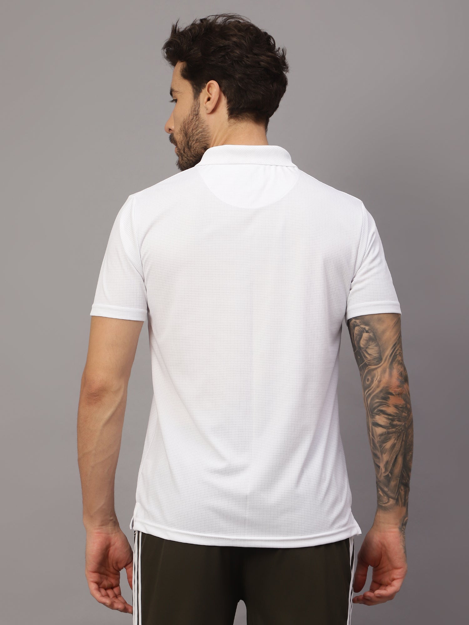 Textured Stripe Solid Sports Polo|White| - trenz Textured Stripe Solid Sports Polo|White| - trenz
