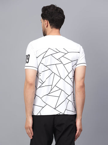 Geometric Print Performance Jersey White/Black - trenz