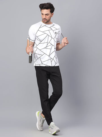 Geometric Print Performance Jersey White/Black - trenz