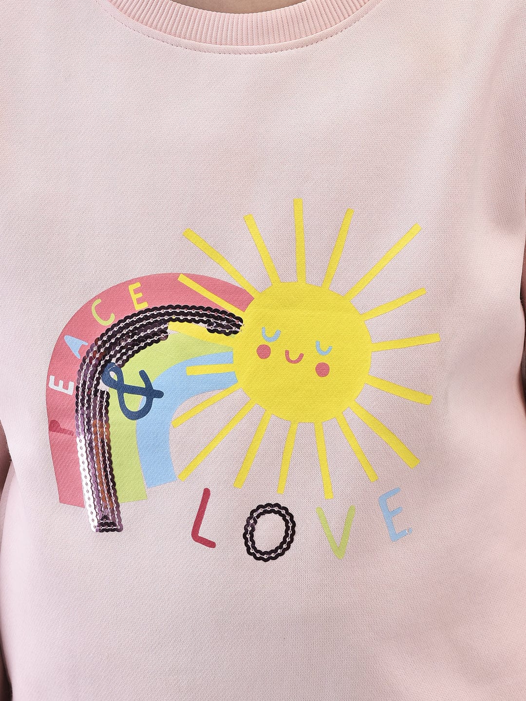 Sequin 'Peace&Love' Embroidery Sweatshirt Kids - trenz