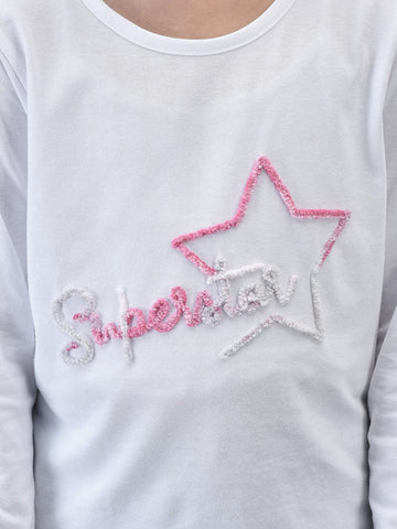 Superstar Fuzzy Embroidered Tshirt - trenz