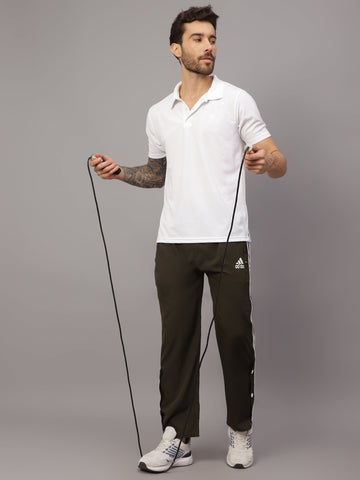 Textured Stripe Solid Sports Polo|White| - trenz