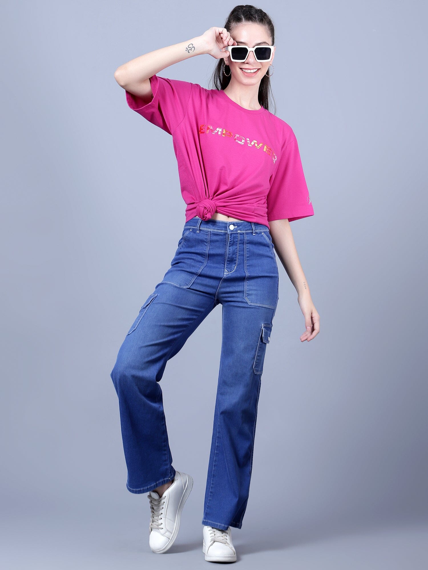 Typography Printed Oversized T-Shirt Trenz by Shiv Naresh